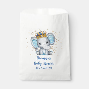 Prince Royal Blue Gold Elephant Boy Baby Dusche Geschenktütchen