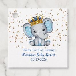 Prince Royal Blue Gold Elephant Boy Baby Shower Fa Geschenkanhänger