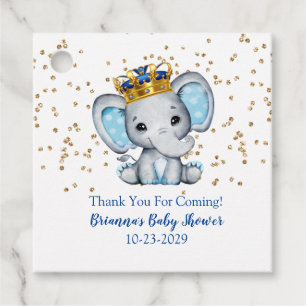 Prince Royal Blue Gold Elephant Boy Baby Shower Fa Geschenkanhänger