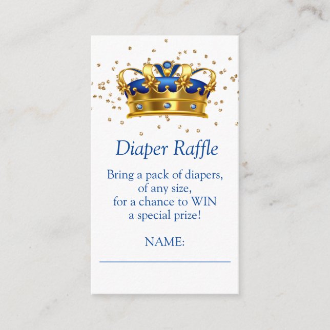 Prince Royal Blue Gold Elephant Diaper Raffle Begleitkarte (Vorderseite)