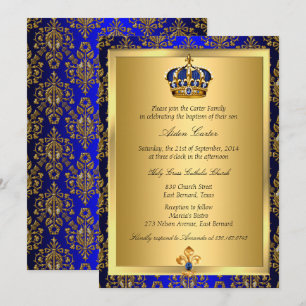 Prince Royal Blue Regal Invitation du baptême de l