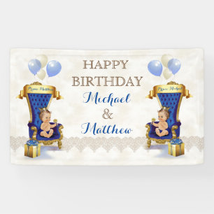 Prince Royal Blue Throne Twins Boy Maßgeschneidert Banner