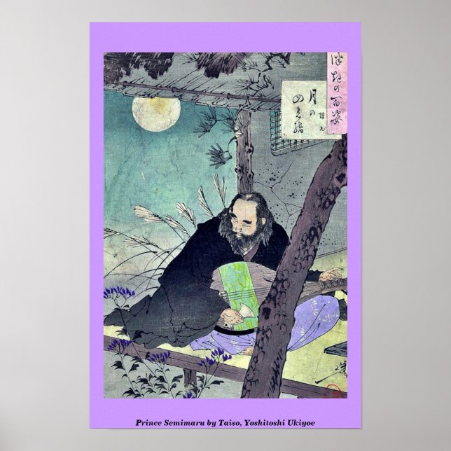 Prince Semimaru von Taiso, Yoshitoshi Ukiyoe Poster (Vorne)