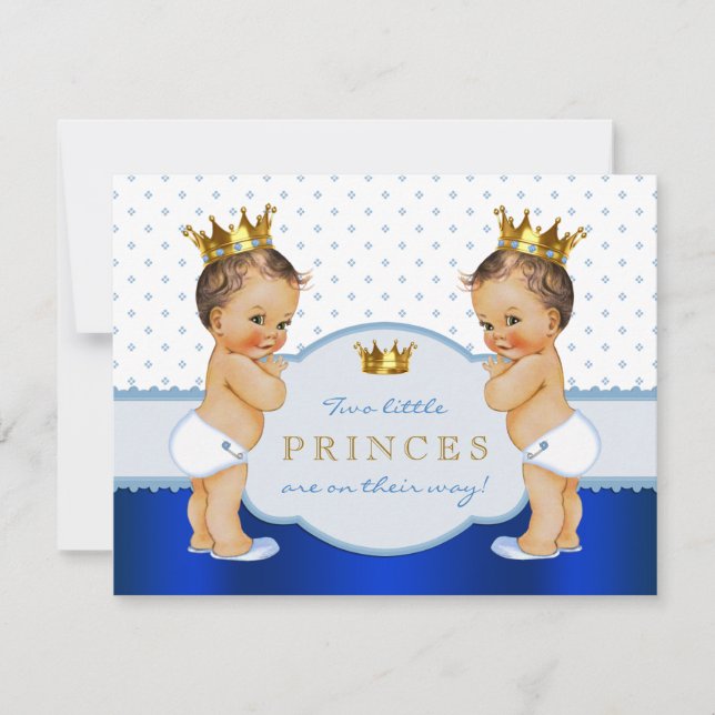 Prince Twin Baby Shower Einladung (Vorderseite)