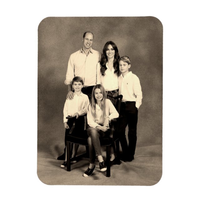 Prince William und Familie Dec 2023 stilisiert Magnet (Vertikal)