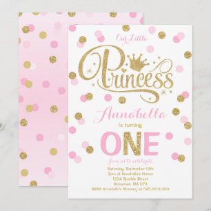 Princess 1. Geburtstag Einladung Pink Gold Einladu