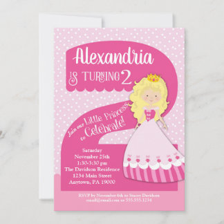 Princess 2. Geburtstag Einladung Blonde Girl