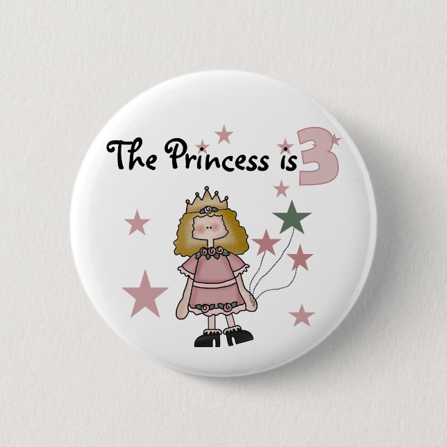 Princess 3. Geburtstagsgeschenke Button (Vorderseite)
