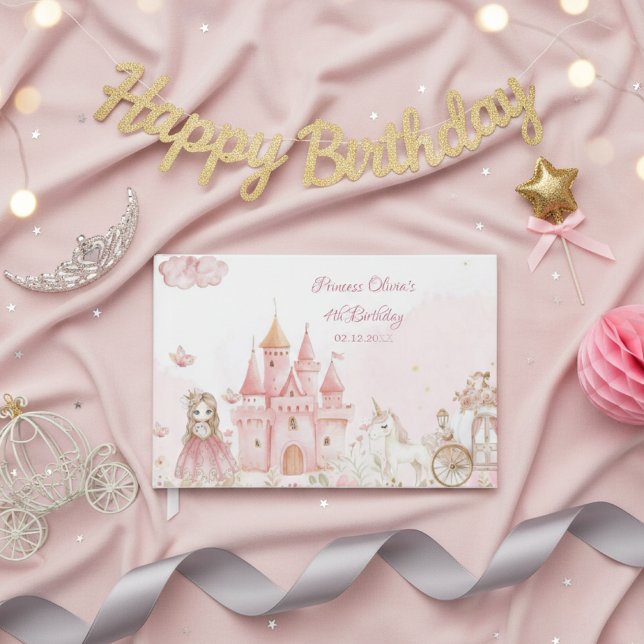  Princess 4th Pink Castle Unicorn Birthday Party  Gästebuch (Von Creator hochgeladen)