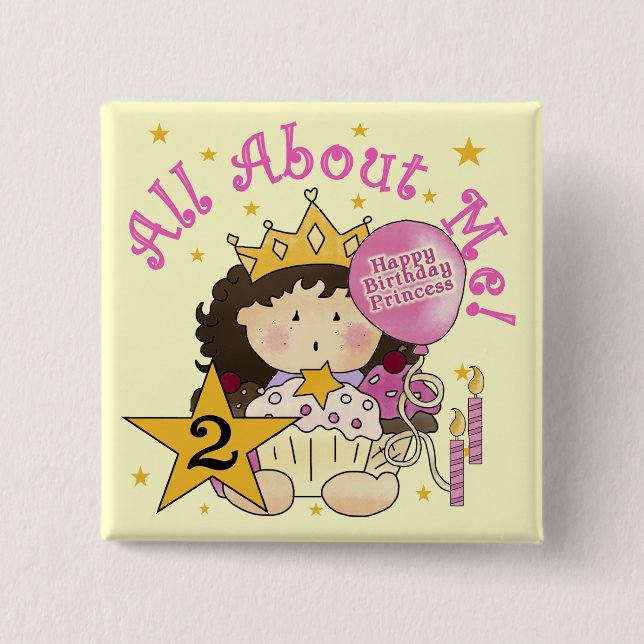 Princess All About Me 2. Geburtstag Button (Vorderseite)
