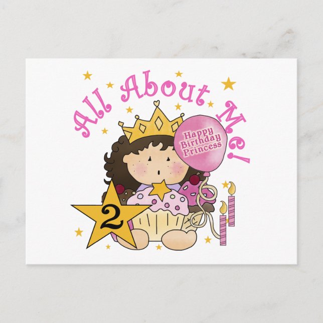 Princess All About Me 2. Geburtstag Postkarte (Vorderseite)