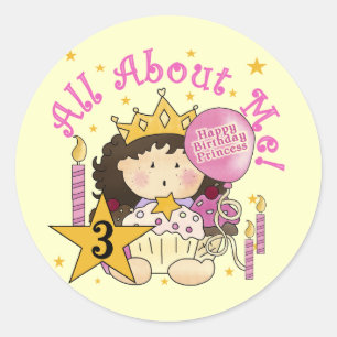 Princess All About Me 3. Geburtstagsgeschirr Runder Aufkleber