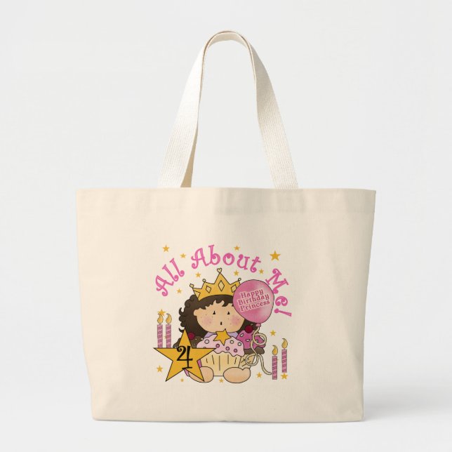 Princess All About Me 4. Birthday Tshirts Jumbo Stoffbeutel (Vorne)