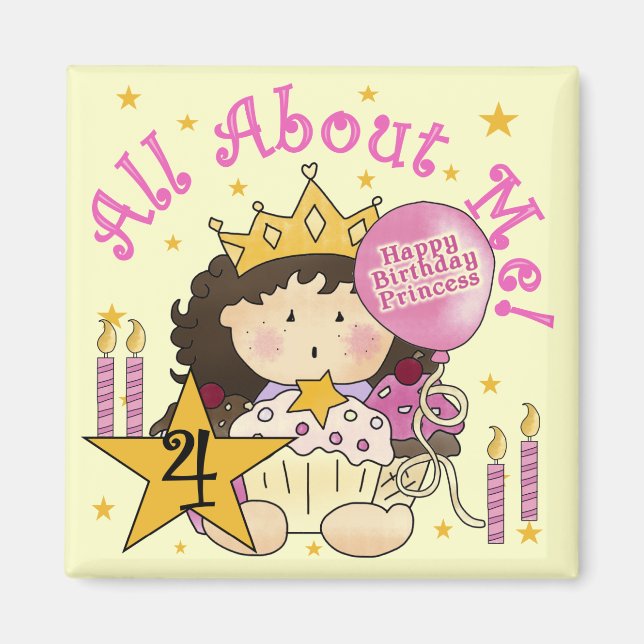 Princess All About Me 4. Birthday Tshirts Magnet (Vorne)