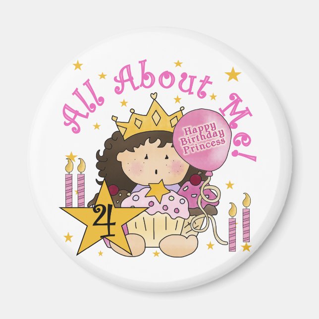 Princess All About Me 4. Birthday Tshirts Magnet (Vorne)