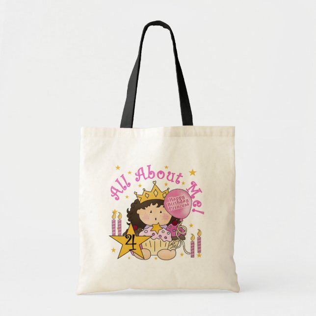 Princess All About Me 4. Birthday Tshirts Tragetasche (Vorne)