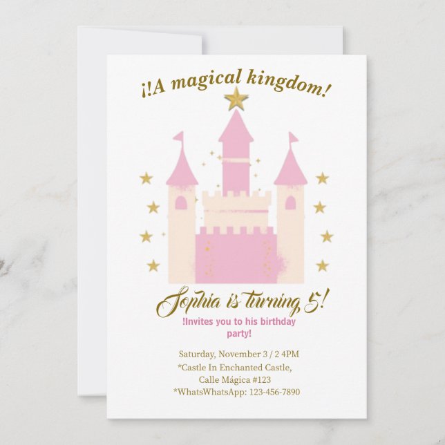 Princess and Castle Birthday Invitation | "Childre Einladung (Vorderseite)