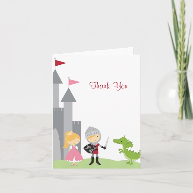 Princess and Knight Note Card Dankeskarte (Vorderseite)