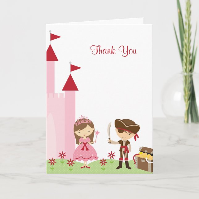 Princess and Pirate Note Card Dankeskarte (Vorderseite)