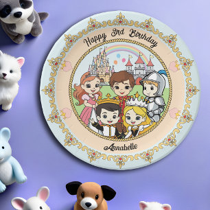 Princess and Prince Fairytale Burg Niedlicher Cart Pappteller