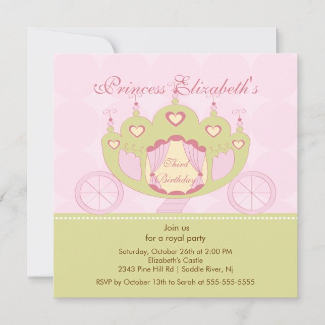 Princess Anniversaire Invitation Cute Carrie (Devant)
