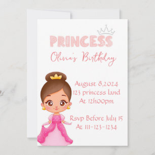 PRINCESS ANNIVERSAIRE PARTI INVITATION POUR LES FI