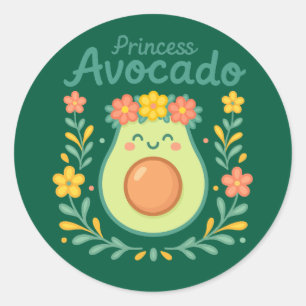 Princess Avocado Runder Aufkleber