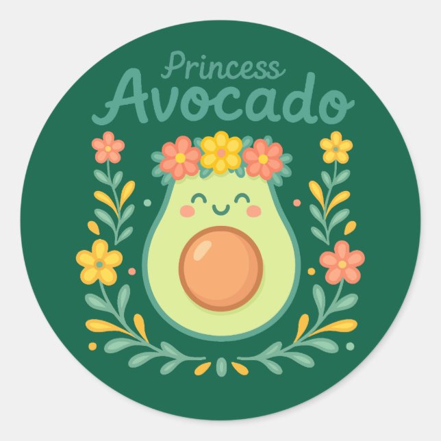 Princess Avocado Runder Aufkleber (Vorderseite)