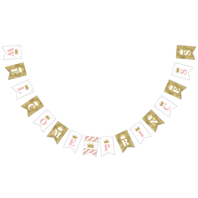Princess Baby Duschbanner, Rosa, Imitate Gold Wimpelkette (Alle)