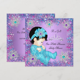 Princess Baby Dusche Aquamarin Blue Lila Pink Brun Einladung