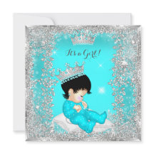 Princess Baby Dusche Aquamarin Blue Silver Brünett
