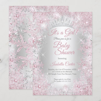 Princess Baby Dusche Blush Pink Winter Wonderland Einladung
