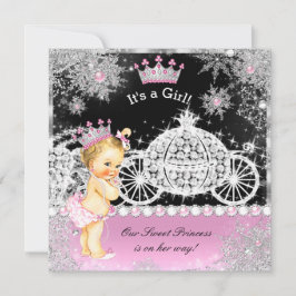 Princess Baby Dusche Carriage Pink Black Blonde Einladung