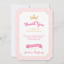Princess Baby Dusche Danke Karten | Pink Girl