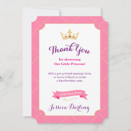 Princess Baby Dusche Danke Karten | Pink Girl