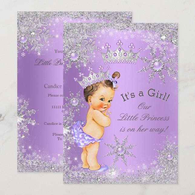Princess Baby Dusche Lavender Wonderland Einladung (Vorne/Hinten)