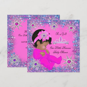 Princess Baby Dusche Lila Pink Glitzer Ethnic Einladung