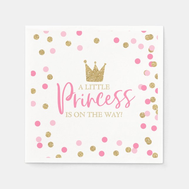 Princess Baby Dusche Party Napkin Pink und Gold Serviette (Vorderseite)