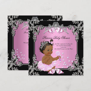 Princess Baby Dusche Pink Black Tutu Ethnic Einladung