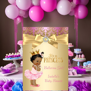 Princess Baby Dusche Pink Gold Ballerina Ethnic Einladung