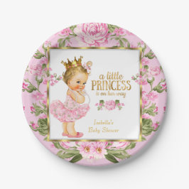 Princess Baby Dusche Pink Gold Rose Blondine Pappteller