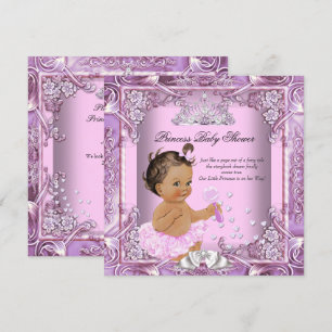 Princess Baby Dusche Pink Lila Tutu Brünett Einladung