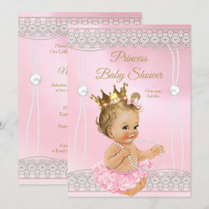 Princess Baby Dusche Pink Perlgraue Blondine Einladung