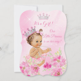 Princess Baby Dusche Rosa Blumendusche Tutu Brünet Einladung