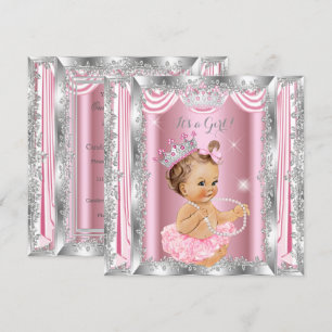 Princess Baby Dusche Rosa Silver Ballerina Light Einladung