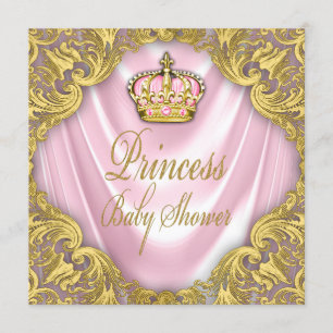 Princess Baby Dusche Rosa und Gold Satin Einladung