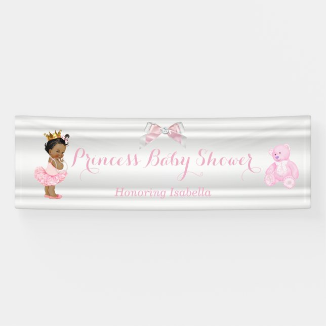 Princess Baby Dusche Rosa Weißes Ethnisch Banner (Horizontal)