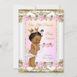 Princess Baby Dusche Rose Pink Gold Weißer Ethnisc Einladung