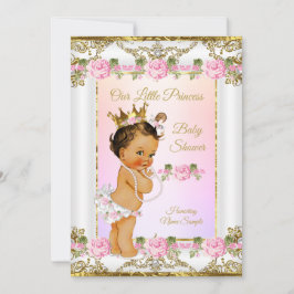 Princess Baby Dusche Rose Rosa Gold Brünett Einladung