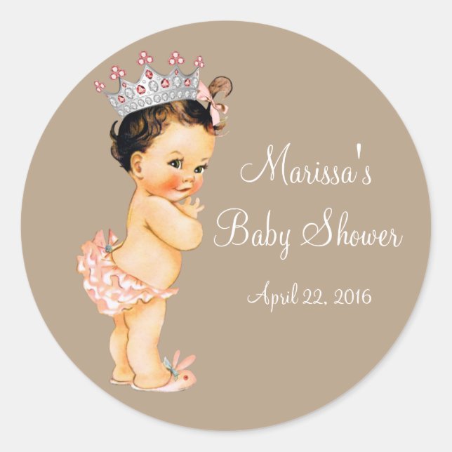 Princess Baby Dusche Runder Aufkleber (Vorderseite)